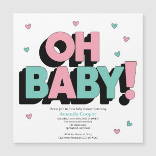 Magnética Moda y juguetón Invitación a Baby Shower - Oh bebé