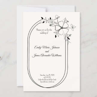 Magnética moda y simple invitación a la boda blanca y negra