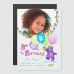 Magnética Personalizado del Oso de la Princesa Invitación a