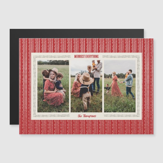Magnética Red Moderna Farmhouse Tarjeta fotográfic (Anverso/Reverso)