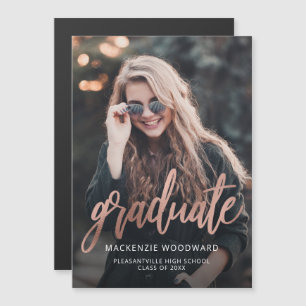 Magnética Rosa de fotografía Invitación de graduación magnét