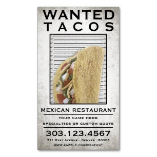 Magnética tarjeta de visita de tacos wanted poster