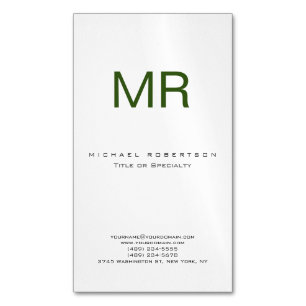 Magnética Tarjeta de visita verde blanca de monograma modern
