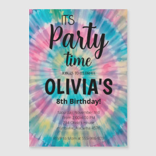 Magnética Tie Dye Birthday Invitación a Rainbow Tie Dye Naci