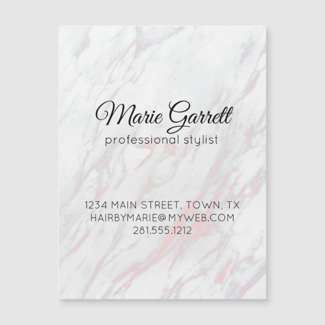 Magnético moderno de mármol rosa y gris (Anverso)