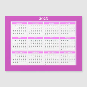Magnético Pink 2025 Monthly Calendar Magnet