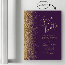 Magnético Purple Gold Purpurina Save the Date