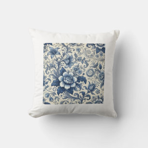 Magnífica almohada azul floral de lanzamiento