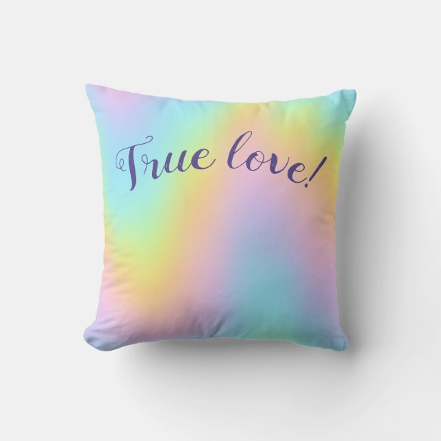 Magnífica almohada de anillo Boda arcoiris Pastel (Anverso)
