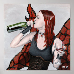 Magnífica Beber Vino Fantasía Arte Pared Imprimir