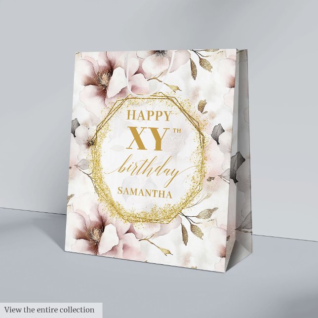 Magnífica bolsa de regalo de cumpleaños color de a (Gorgeous Dusty Pink Watercolor Birthday Gift Bag

)