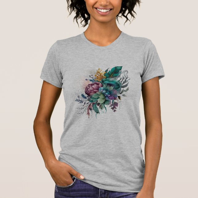 Magnífica camiseta de diseño floral (Anverso)
