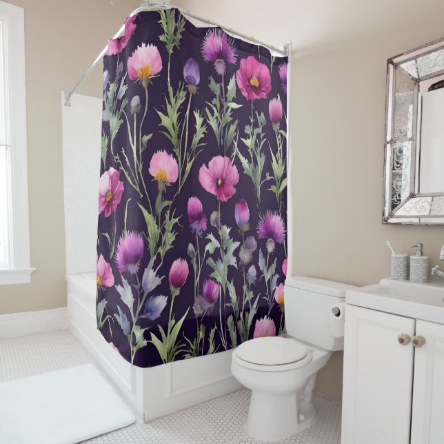 Magnífica cortina de ducha floral (In situ)