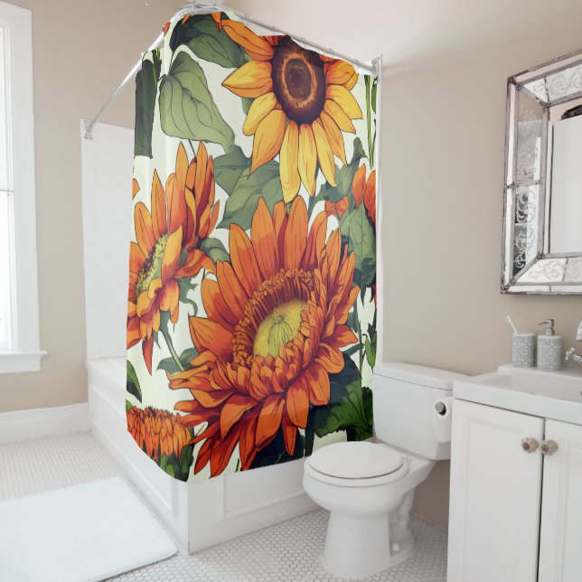 Magnífica cortina de ducha floral (In situ)