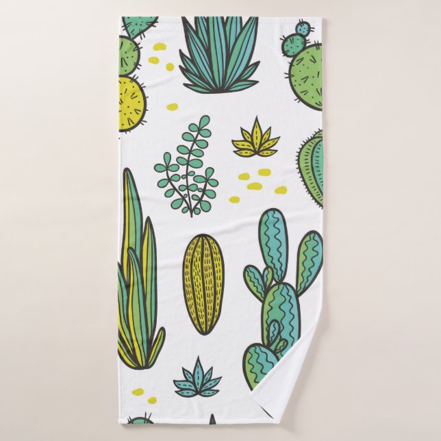 Magnífica costura natural abstracta de cactus dibu (Toalla de baño)