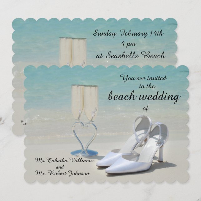 Magnífica invitación a la boda de la playa (Anverso / Reverso)