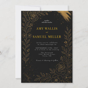 Magnífica invitación a la boda de oro y negro