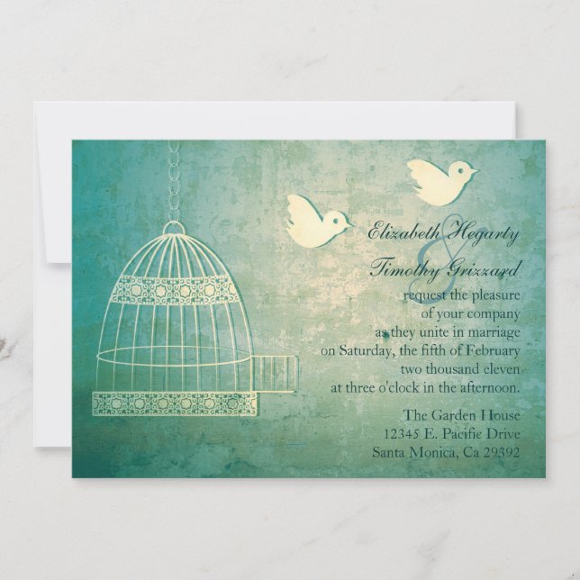Magnífica invitación a la boda Verde azulada de la (Anverso)