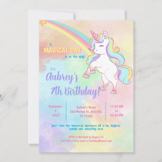 Magnífica invitación al arco iris unicornio