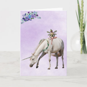 Magnífica nota de saludo negro morado de unicornio