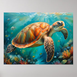 Magnífica pared de tortugas marinas, decoración de