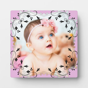 Magnífica placa de foto de bebé con guión negro