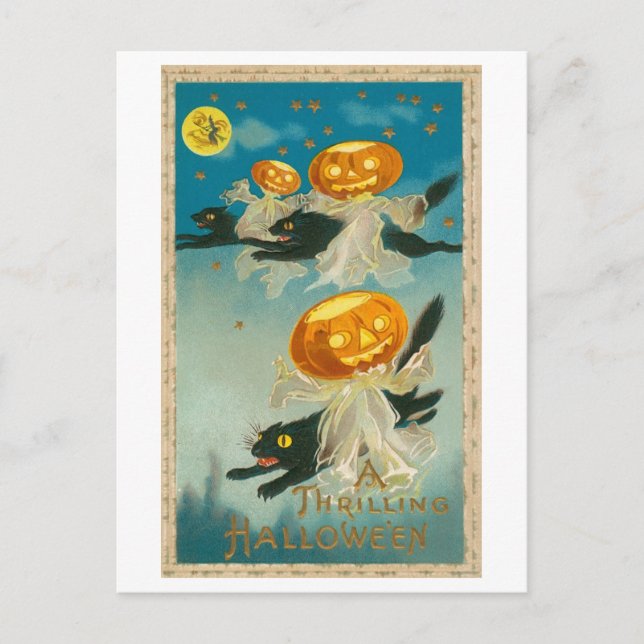 Magnífica postal antigua de Halloween (Anverso)