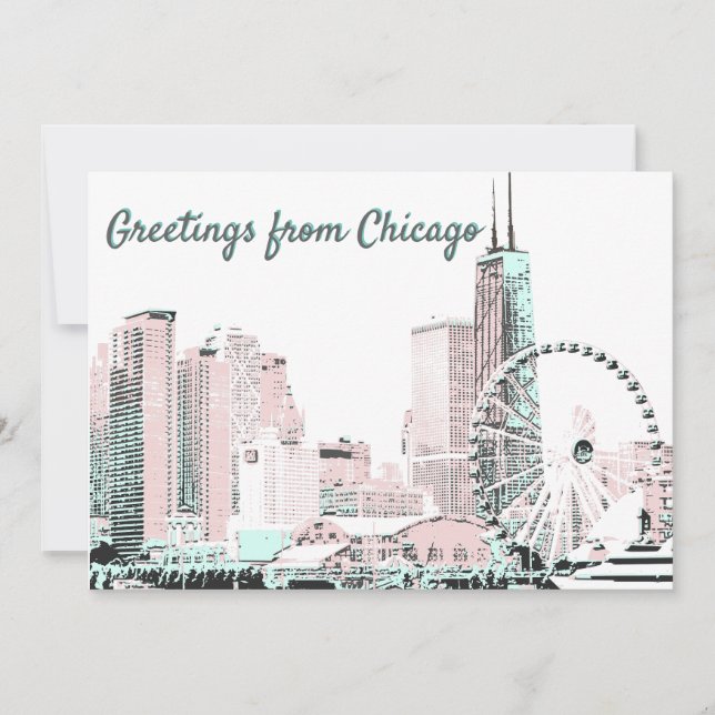 Magnífica postal de Chicago Skyline Holiday (Anverso)