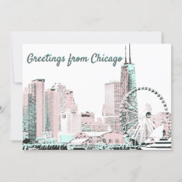 Magnífica postal de Chicago Skyline Holiday
