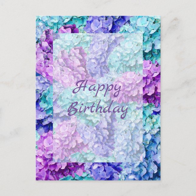 Magnífica tarjeta de cumpleaños de flores de hidra (Anverso)