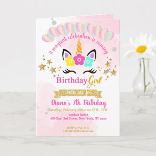 Magnífica tarjeta de cumpleaños de unicornio para