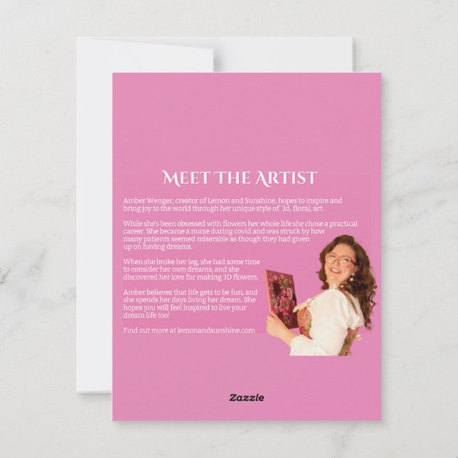 Magnífica tarjeta de felicitación rosa y amarillo (Reverso)