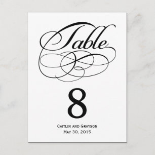 Magnífica tarjeta de número de tabla Boda Swirls