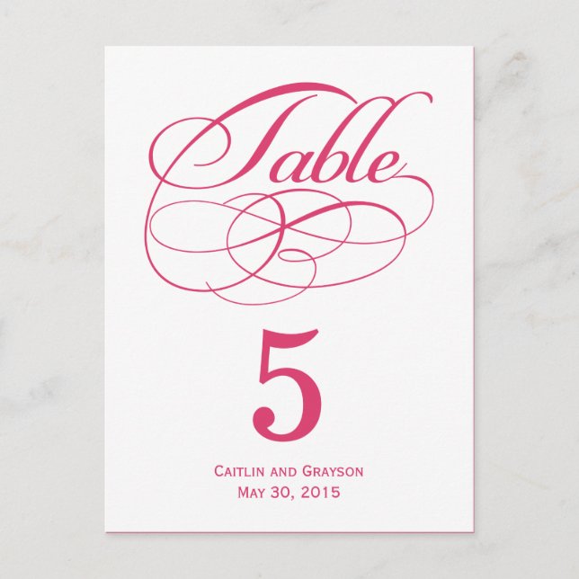 Magnífica tarjeta de número de tabla Boda Swirls (Anverso)