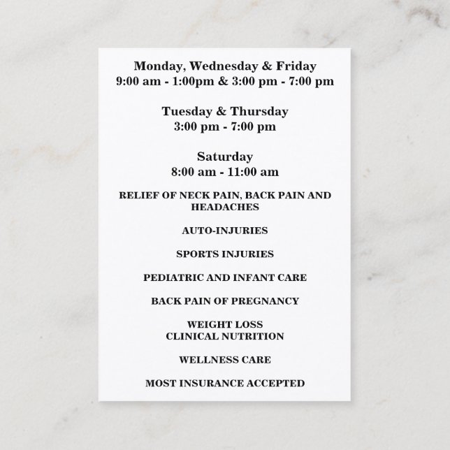 Magnífica tarjeta de presentación de 3,5" x 2,5" (Reverso)