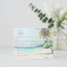 Magnífica tarjeta de respuesta de Boda de la isla 