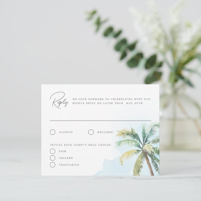 Magnífica tarjeta de respuesta de Boda de la isla  (Anverso de pie)