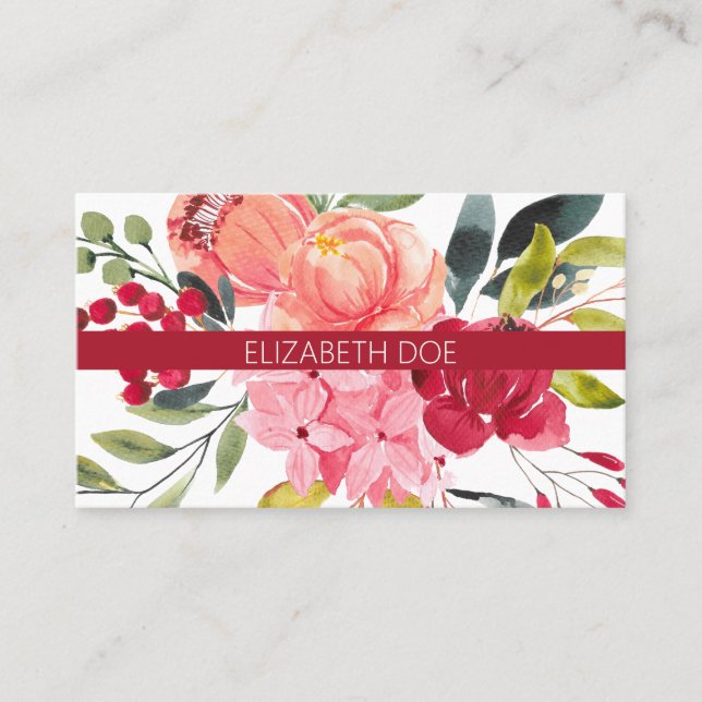 Magnífica tarjeta de visita floral brillante (Anverso)
