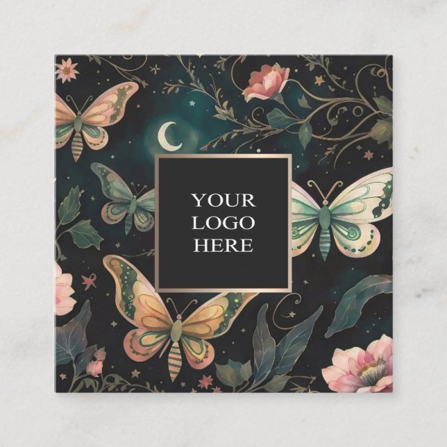 Magnífica tarjeta de visita Midnight Garden Square (Anverso)