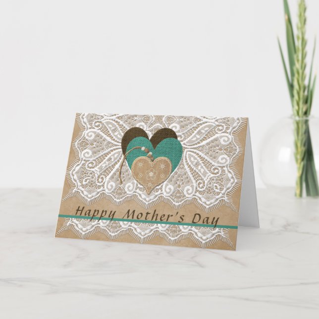 Magnífica tarjeta del día de la madre con encaje y (Anverso)