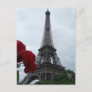 Magnífica tarjeta postal de la Torre Eiffel Roses