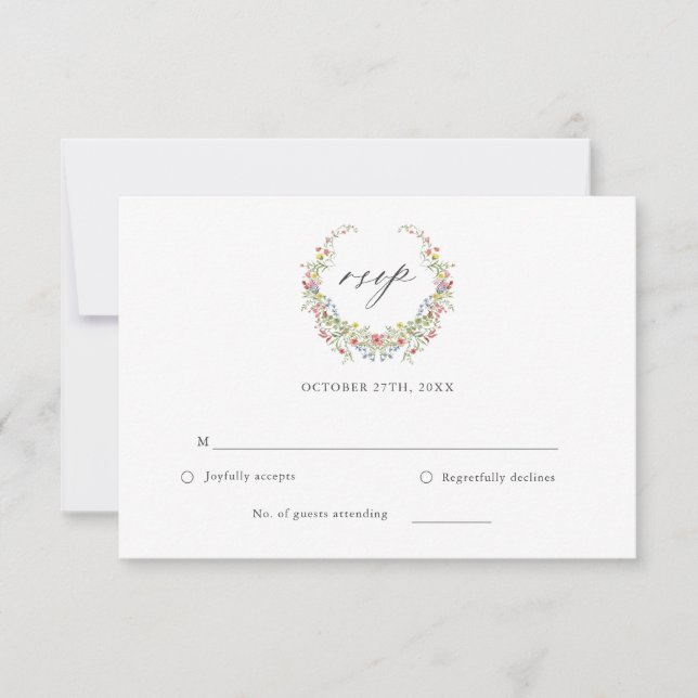 Magnífica tarjeta RSVP de Boda Elegante de Jardín  (Anverso)