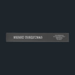 Magnífica tipografía de moda Black Merry Christmas<br><div class="desc">Dé a su correo de vacaciones un toque personal y refinado con esta etiqueta de dirección Minimalista moderna. Con su minimalista diseño negro y su moderno tipo de letra inspirado en la máquina de escribir, esta etiqueta ofrece una manera contemporánea de personalizar de sus sobres de vacaciones. Añade tu dirección...</div>