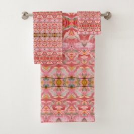 Magnífica toalla de baño puesta en rojos