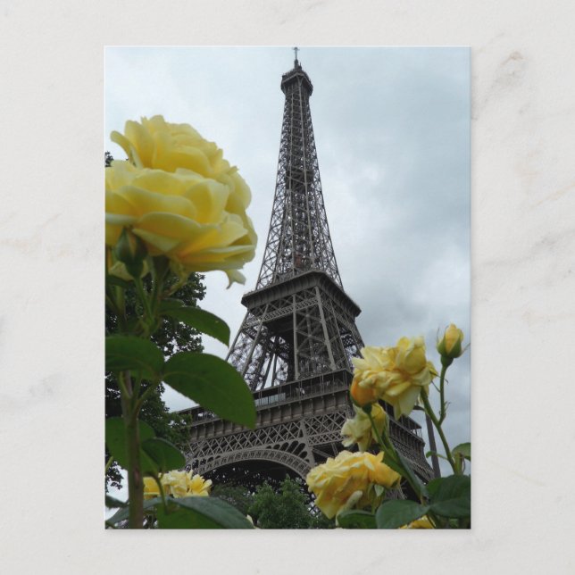 Magnífica Torre Eiffel Roses Amarillos Tarjeta pos (Anverso)