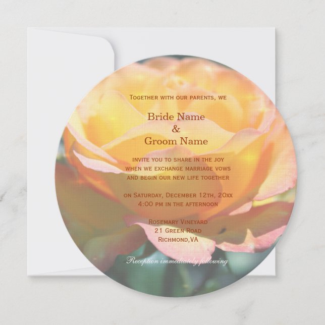 Magníficas invitaciones a bodas de flores de rosa  (Anverso)