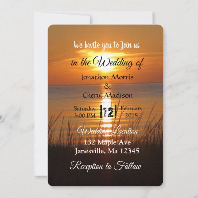 Magníficas invitaciones a la boda del atardecer Na (Anverso)