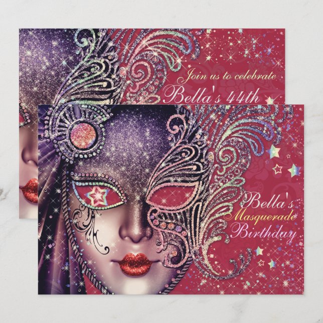 Magníficas invitaciones a la fiesta de la mascarad (Anverso / Reverso)