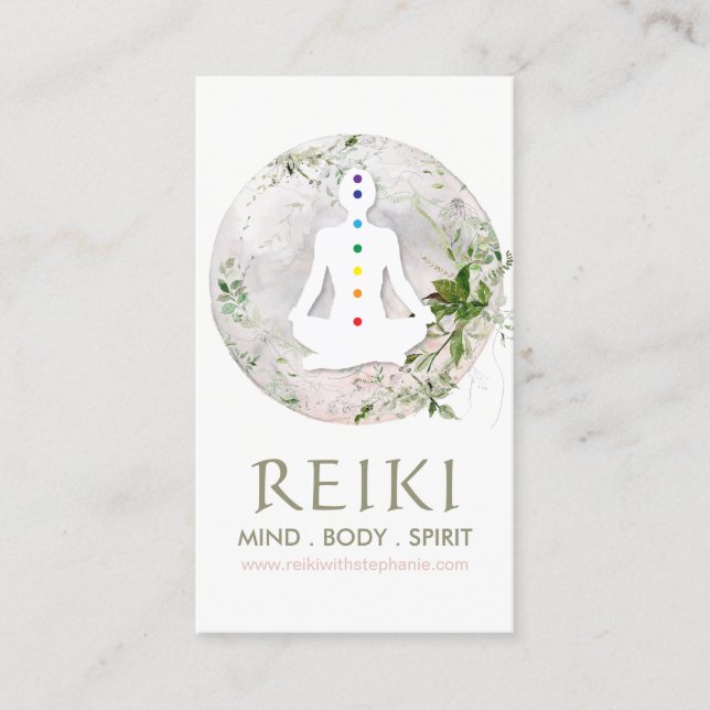 Magníficas tarjetas de negocios Reiki Moon and Gre (Anverso)