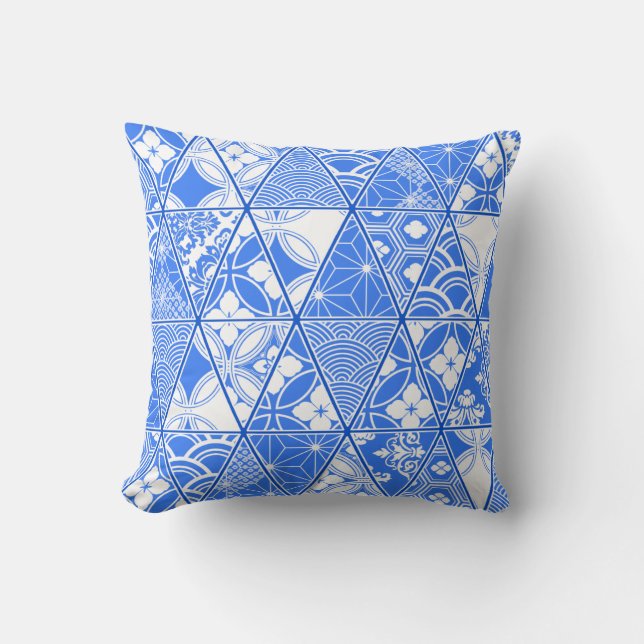 Magnífico almohada múltiple azul y blanco (Anverso)